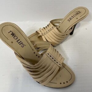 TWO LIPS Women's Size 5 1/2 M Pumps Heels Tan Leather Made in Brazil